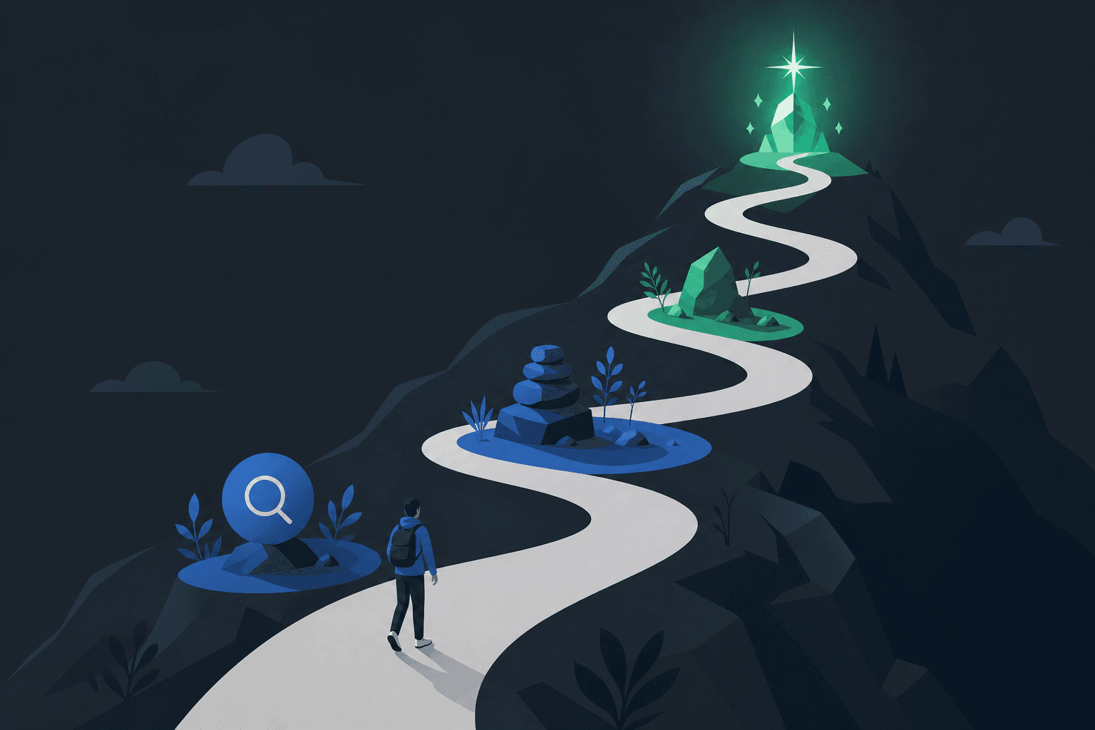 Long winding road representing committing to the process over time