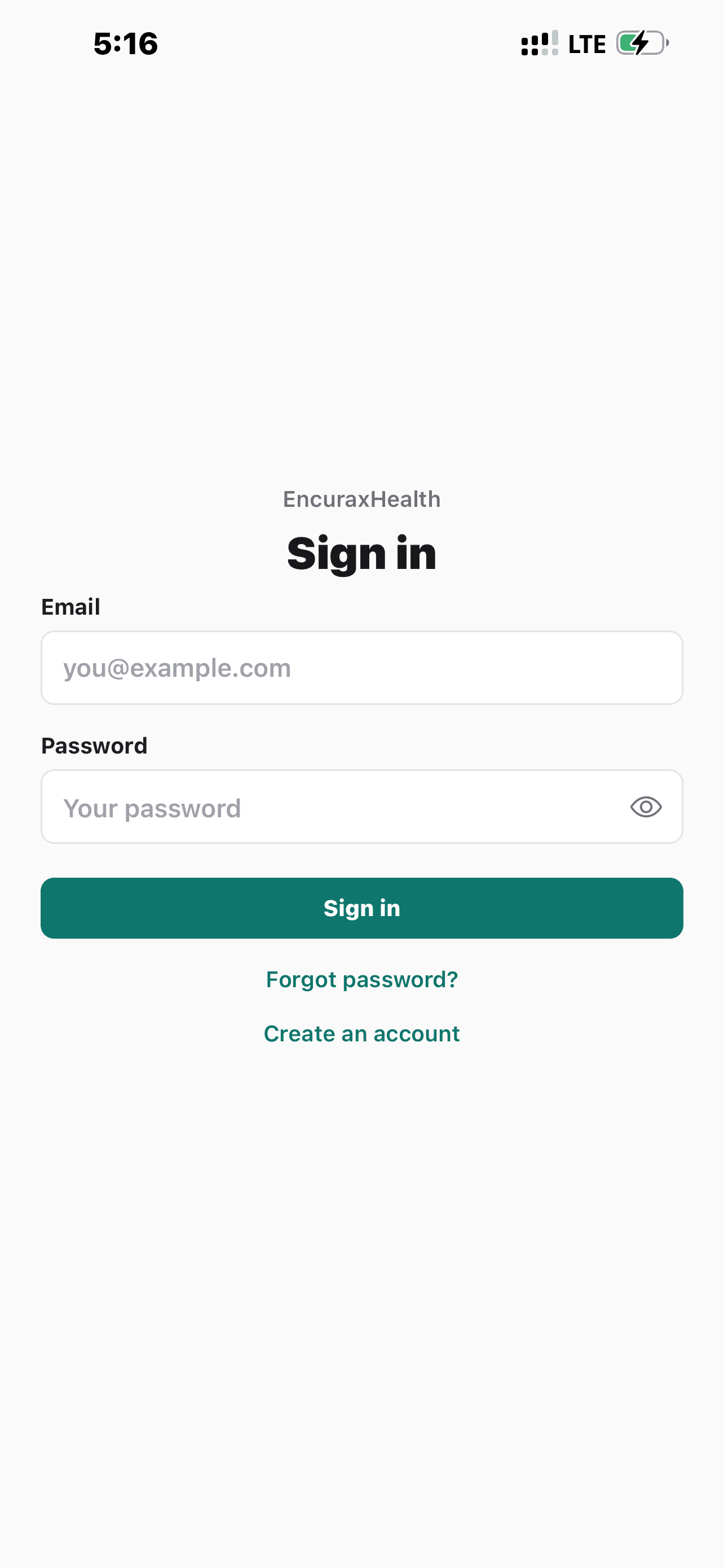 EnuraxHealth account and settings screen